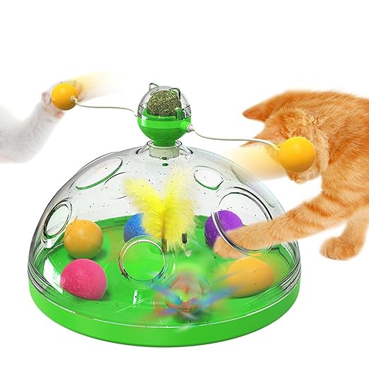 Unisex interactive cat puzzle toy with multiple compartments for feline mental stimulation and enrichment