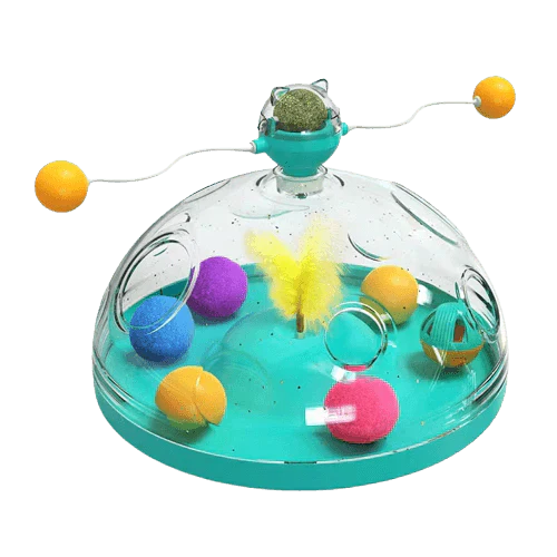 Durable pet puzzle toy for cats, designed to provide interactive playtime and dispense treats