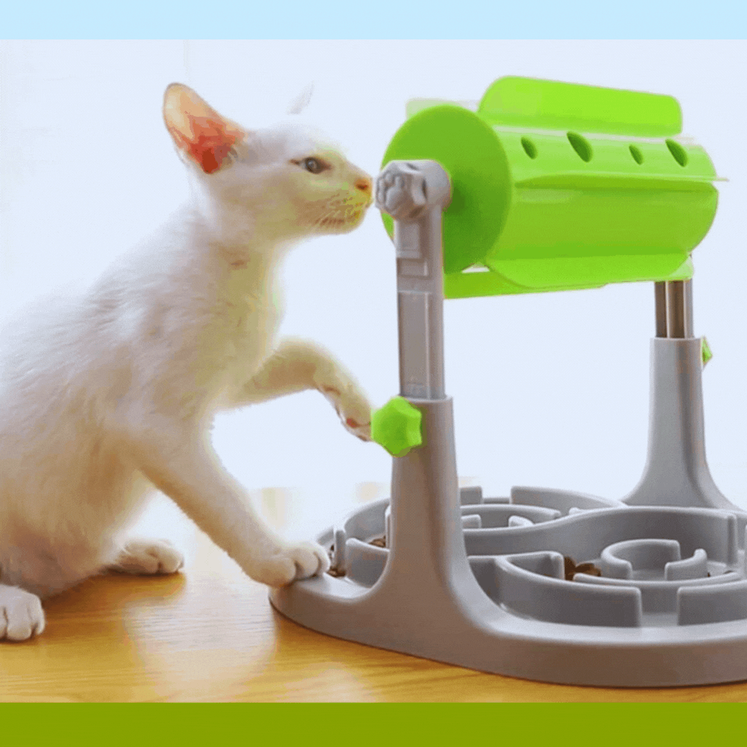 Unisex interactive dog food dispenser with rotation for slow eating and mental stimulation
