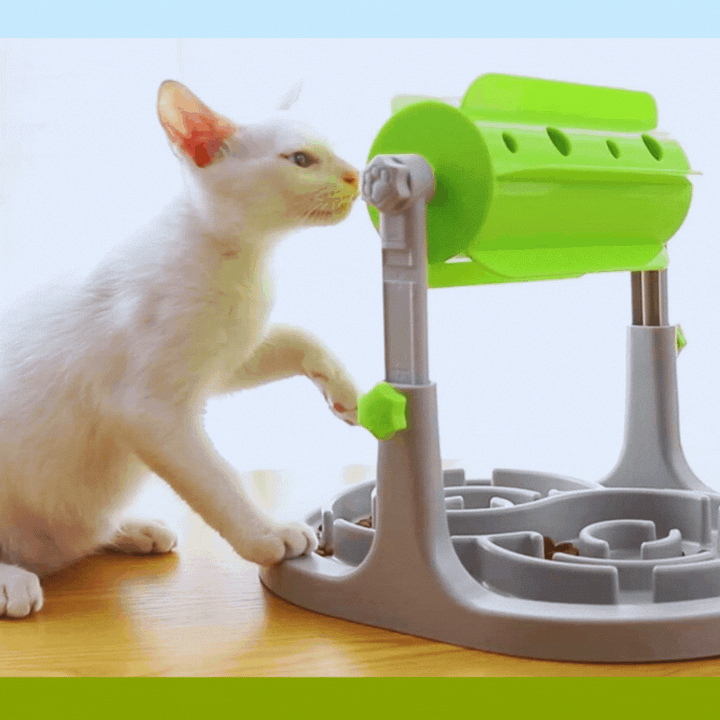 Unisex interactive dog food dispenser with rotation for slow eating and mental stimulation