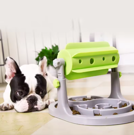 Rotating puzzle feeder for dogs, promoting slow eating and anti-gulp pet health
