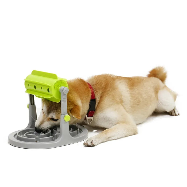 Dog mental stimulation toy with rotating food dispenser for pet care and enrichment