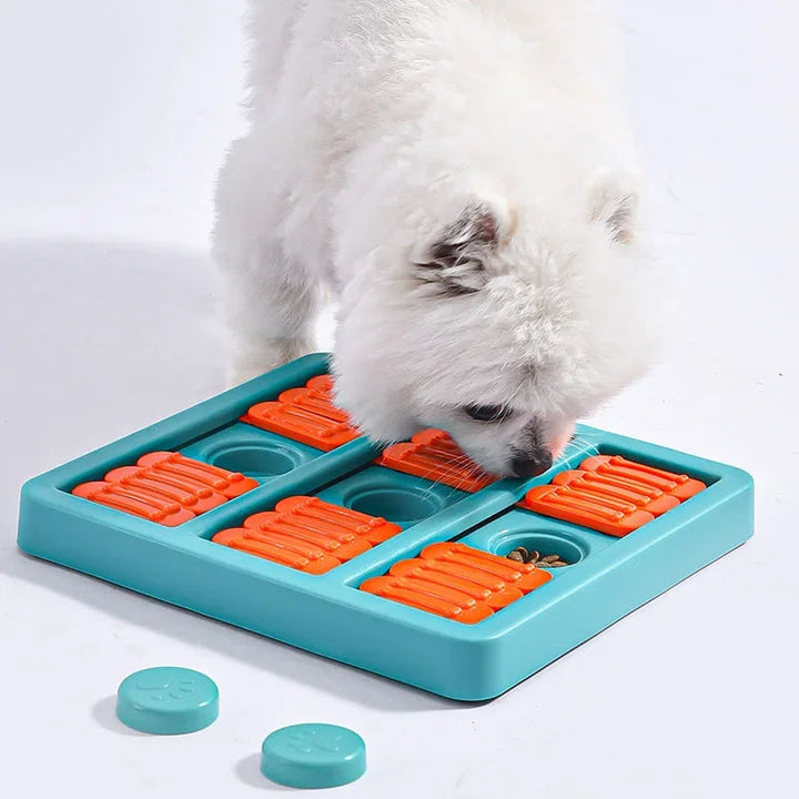 Unisex interactive dog snuffle mat for mental stimulation with hidden treats, top view.