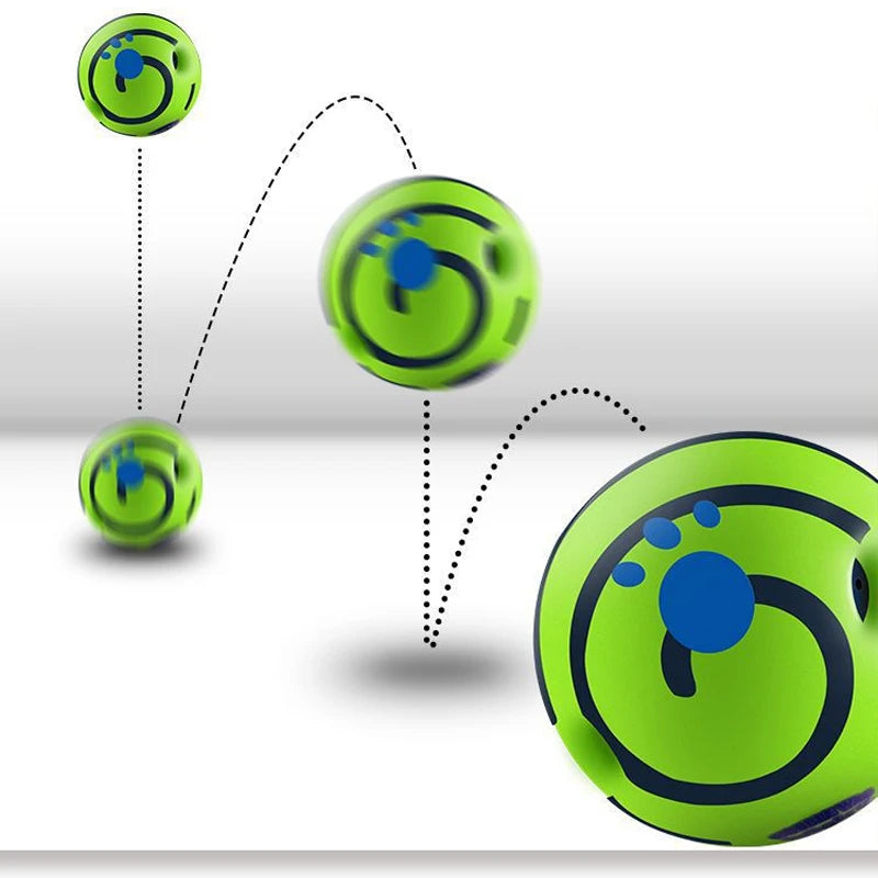 Close-up of a sturdy Interactive Giggle Sound Dog Toy Ball, all-size pet fun