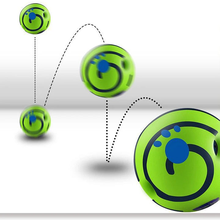 Close-up of a sturdy Interactive Giggle Sound Dog Toy Ball, all-size pet fun