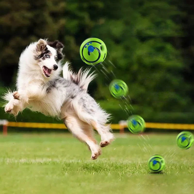 Bright yellow Giggle Sound Dog Toy Ball, a durable and pet-safe choice for play