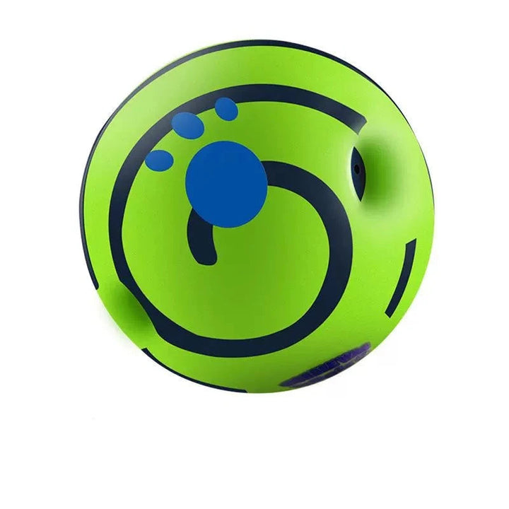 Happy dog engaging with a Unisex Interactive Giggle Ball, promotes activity