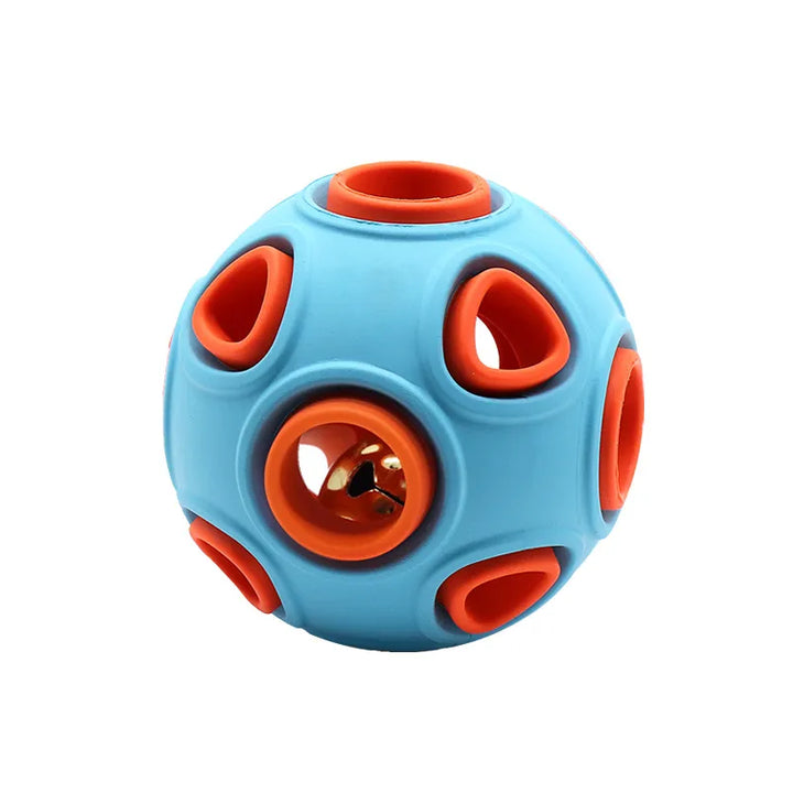 Close-up of a musical light-up dog ball toy with flashing lights for engaging play