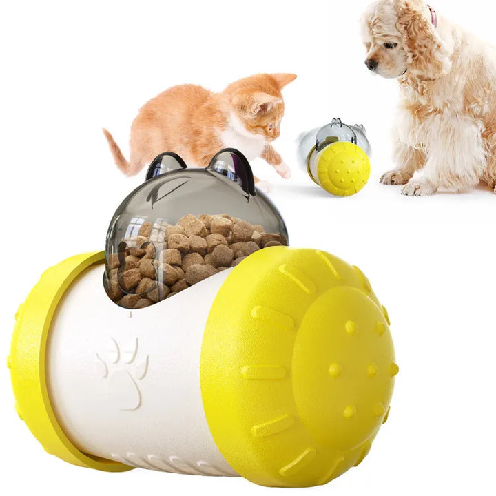 Durable chew toy with treat dispensing function, suitable for dogs and cats.