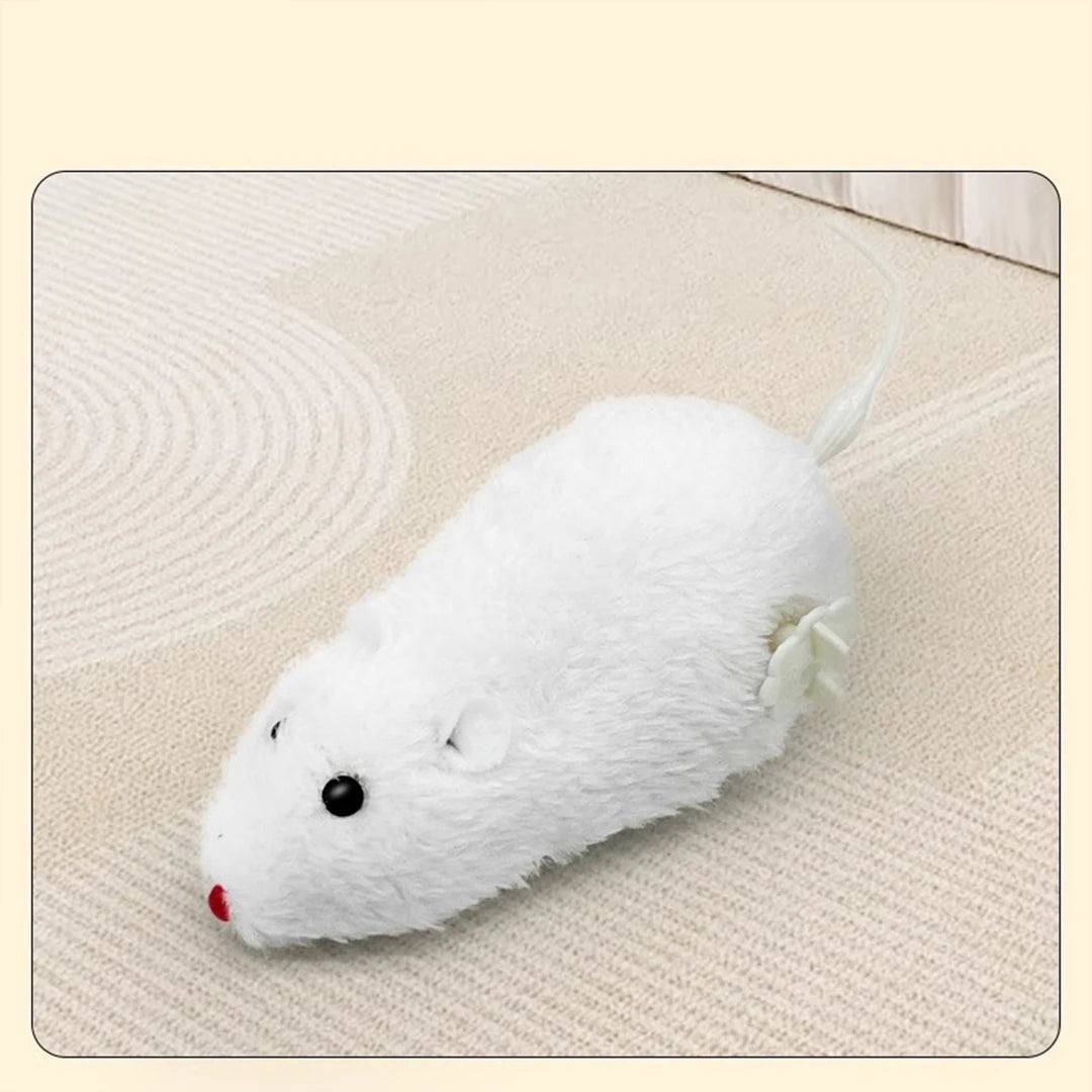 Interactive wind-up mouse cat toy, plush and durable for engaging pet exercise and play.