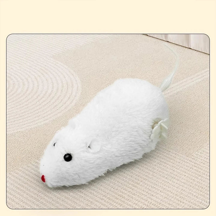 Interactive wind-up mouse cat toy, plush and durable for engaging pet exercise and play.
