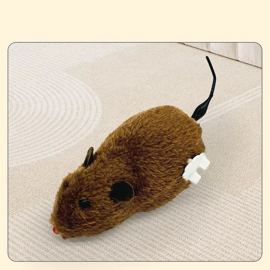 Unisex wind-up mouse cat toy, a fun and interactive plush pet supply for active cats.
