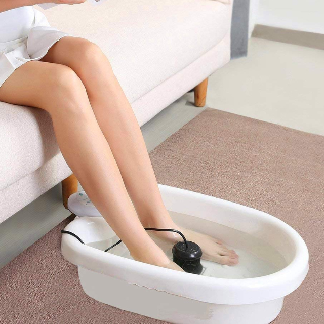 Spa-grade ionic foot detox machine with vibration and whirlpool functions for rejuvenating home relaxation.