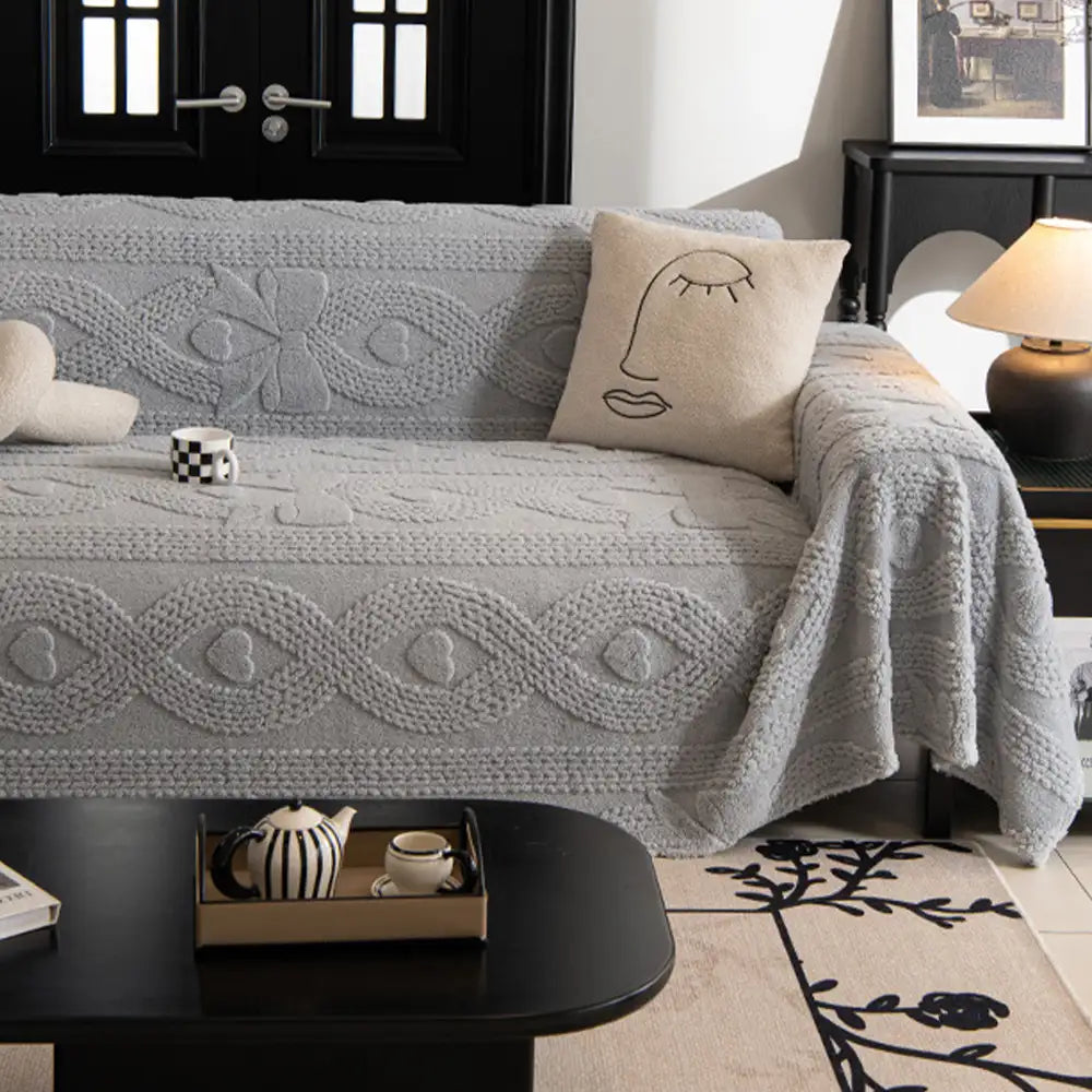 Decorative jacquard sofa blanket, enhancing living room aesthetics with its unique pattern