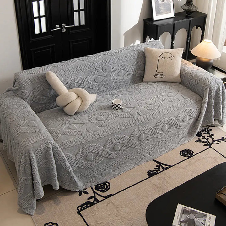Versatile jacquard plush sofa cover, perfect as a throw blanket or full furniture protector