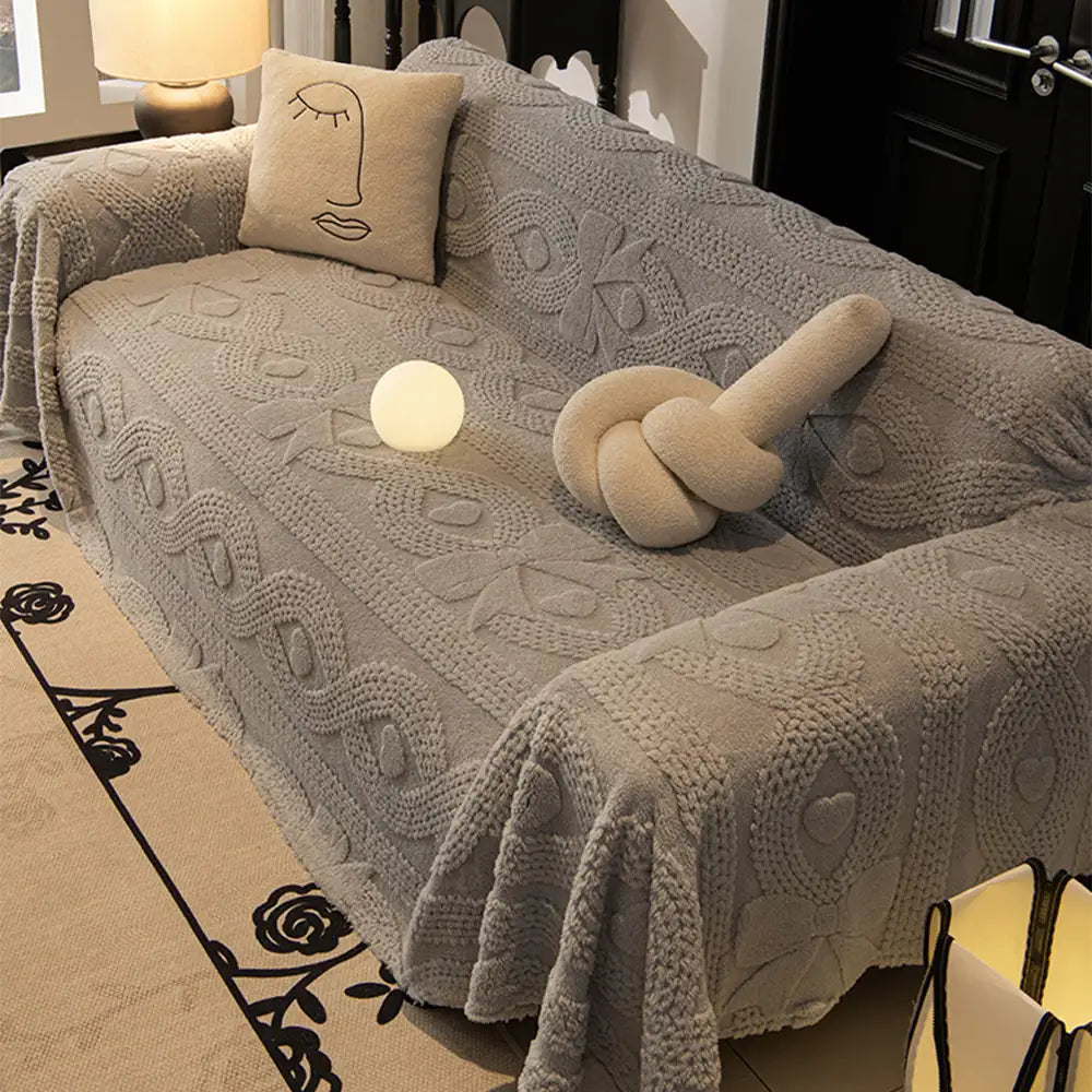 Cozy home decor jacquard sofa blanket, thick and plush for ultimate relaxation
