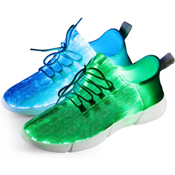 Unisex Kids GlowKicks LED light up sneakers with fiber optic design, perfect for parties & festivals.