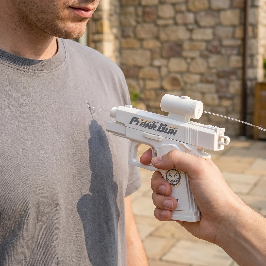 Unisex kids' prank water gun set for summer outdoor fun. Unique reverse squirt feature for funny surprises.