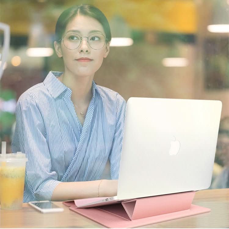 Waterproof, shockproof laptop sleeve & stand. Ultimate protection, ergonomic design, multifunctional, tech gear.