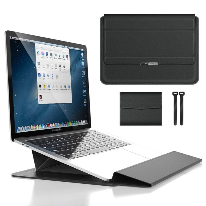 Shockproof & waterproof laptop sleeve & stand. Slim protection for tech gear. Ergonomic, portable computer case.