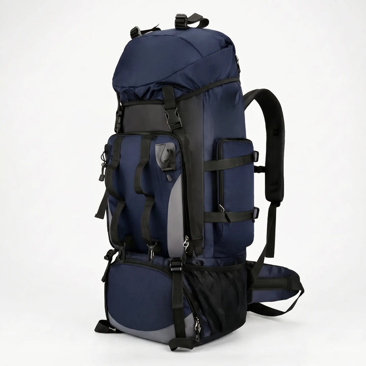 Sleek unisex large capacity hiking backpack, durable & waterproof, ready for any camping & adventure.