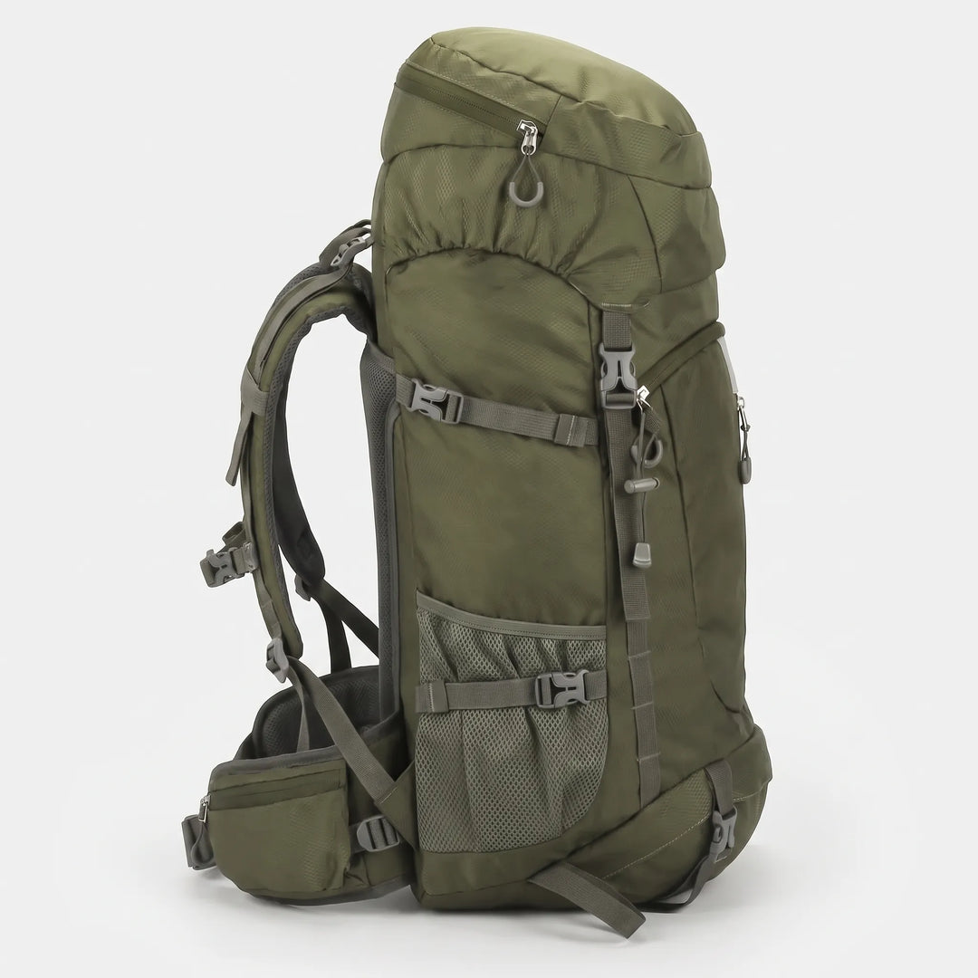Ergonomic large unisex hiking backpack with padded straps. Designed for comfort on long treks & outdoor travel.