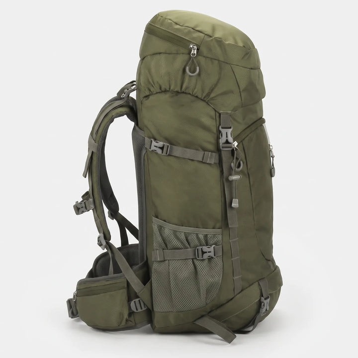 Ergonomic large unisex hiking backpack with padded straps. Designed for comfort on long treks & outdoor travel.