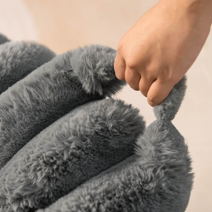 Washable large pet bed for dogs & cats, orthopedic and calming, soft gray fabric.