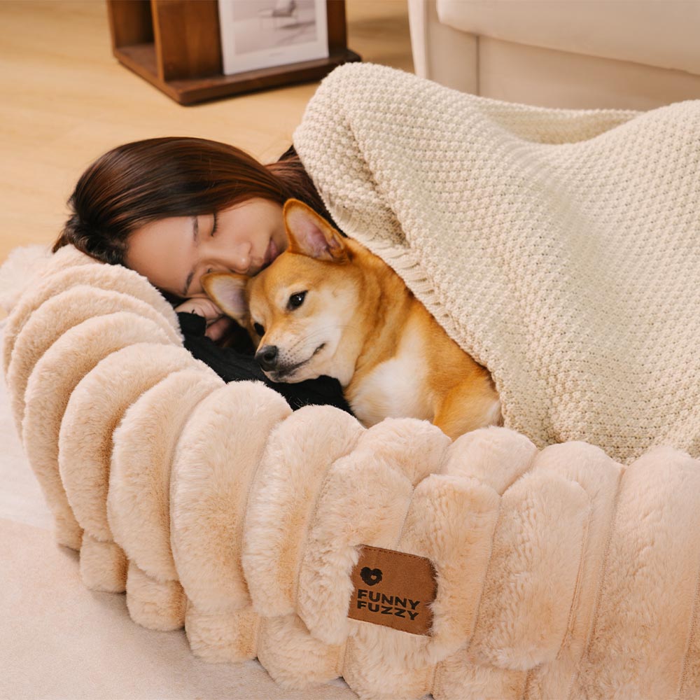 Soft washable large pet bed, orthopedic design for dogs and cats, promoting restful sleep.