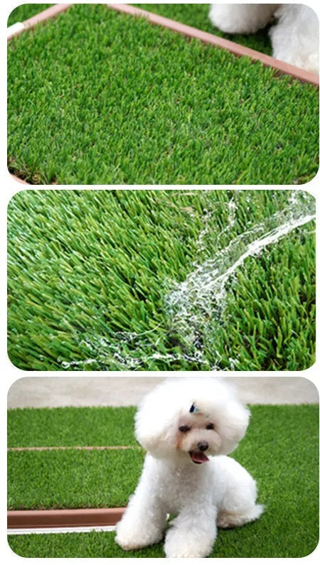 Easy-clean artificial grass dog potty pad with leak-proof design, perfect for indoor pet training.