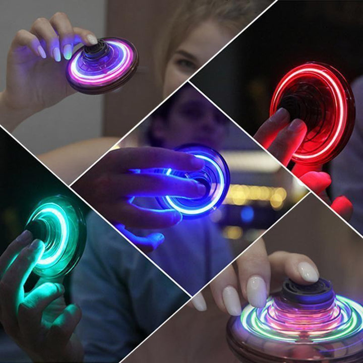 Small LED mini drone flying toy, a bright helicopter with colorful lights, bringing joy to kids.