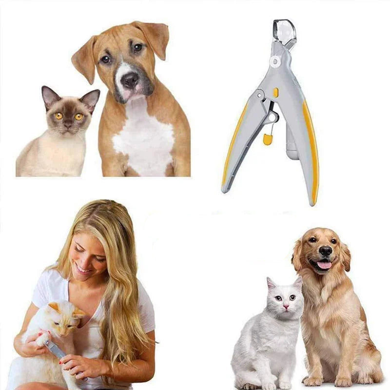 Ergonomic LED pet nail clippers, ideal for precise and secure dog and cat nail grooming