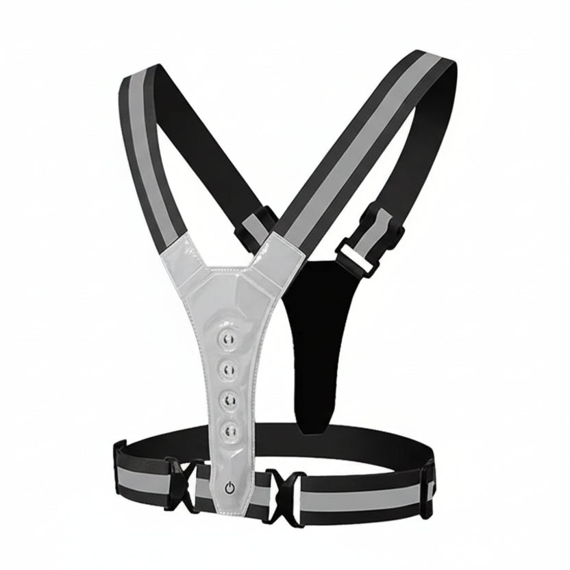 Lightweight unisex LED safety vest provides 360-degree reflective visibility for all your outdoor adventures.