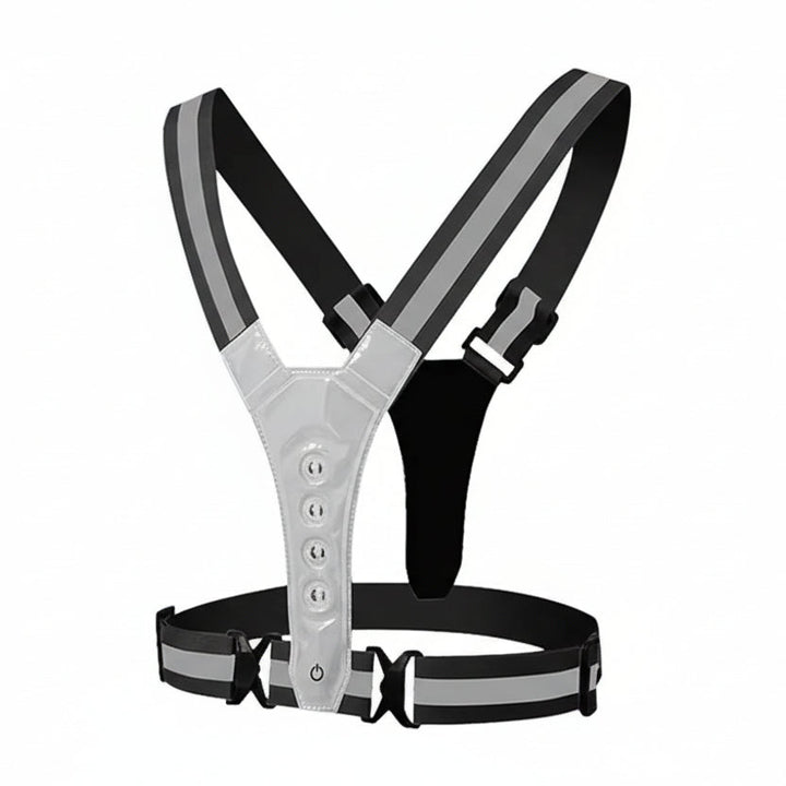 Lightweight unisex LED safety vest provides 360-degree reflective visibility for all your outdoor adventures.
