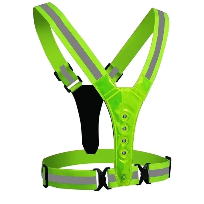 Premium LED running vest for maximum safety. High-visibility, reflective, & adjustable for all outdoor activities.