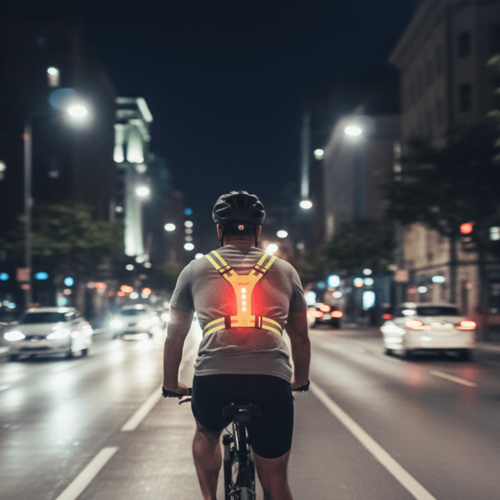 High-visibility LED running vest, adjustable for men & women, ensures safety for outdoor fitness & jogging.