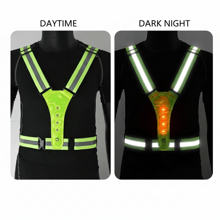 Secure an adjustable LED safety vest for jogging & cycling. Maximizes visibility & protection in dark conditions.