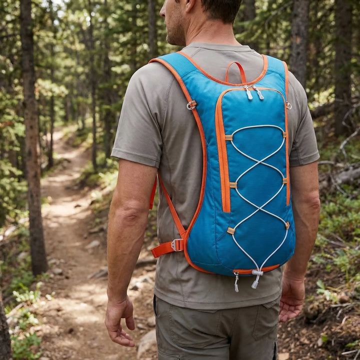 Unisex lightweight 3-gallon hydration backpack for hiking & trail running, outdoor sports gear.