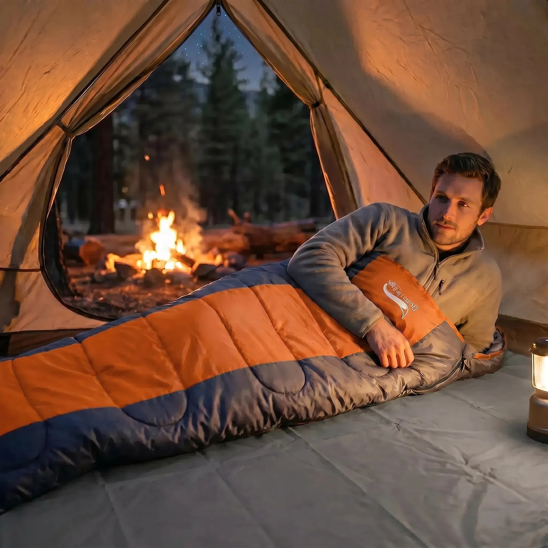 Unisex lightweight 4-season camping sleeping bag for hiking & travel.