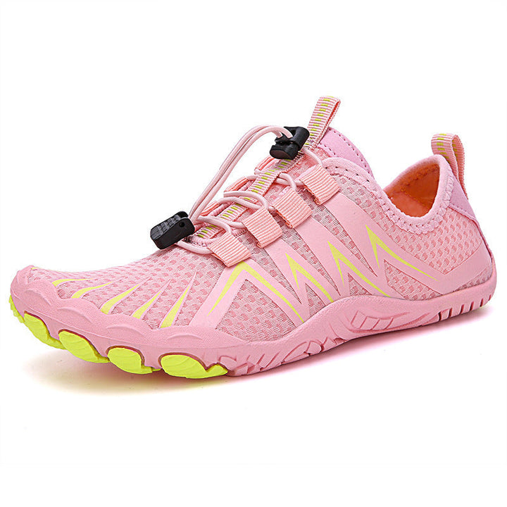 Unisex barefoot shoes on foot, demonstrating wide toe box comfort & natural posture.