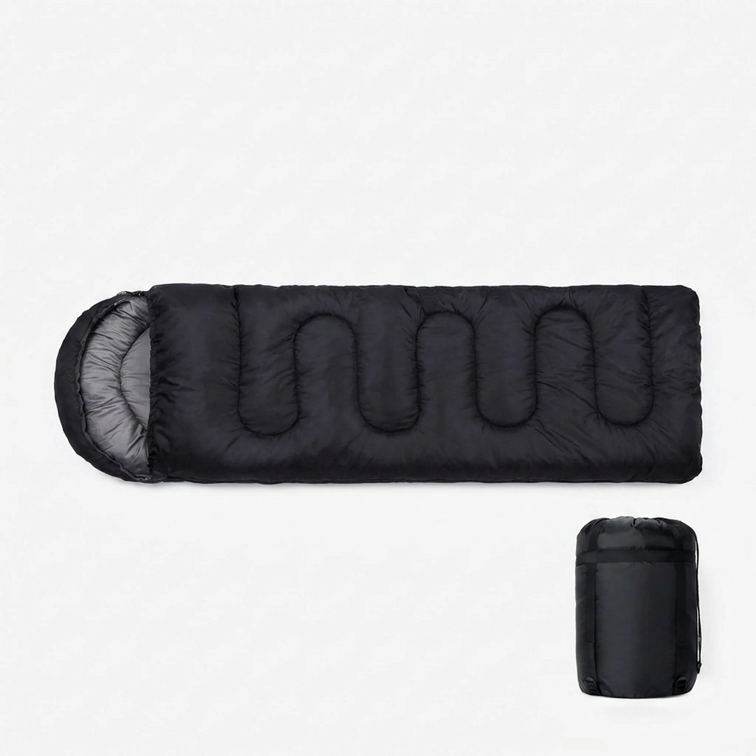 Comfortable unisex envelope sleeping bag for spring/summer camping. Lightweight, compact & essential hiking gear.