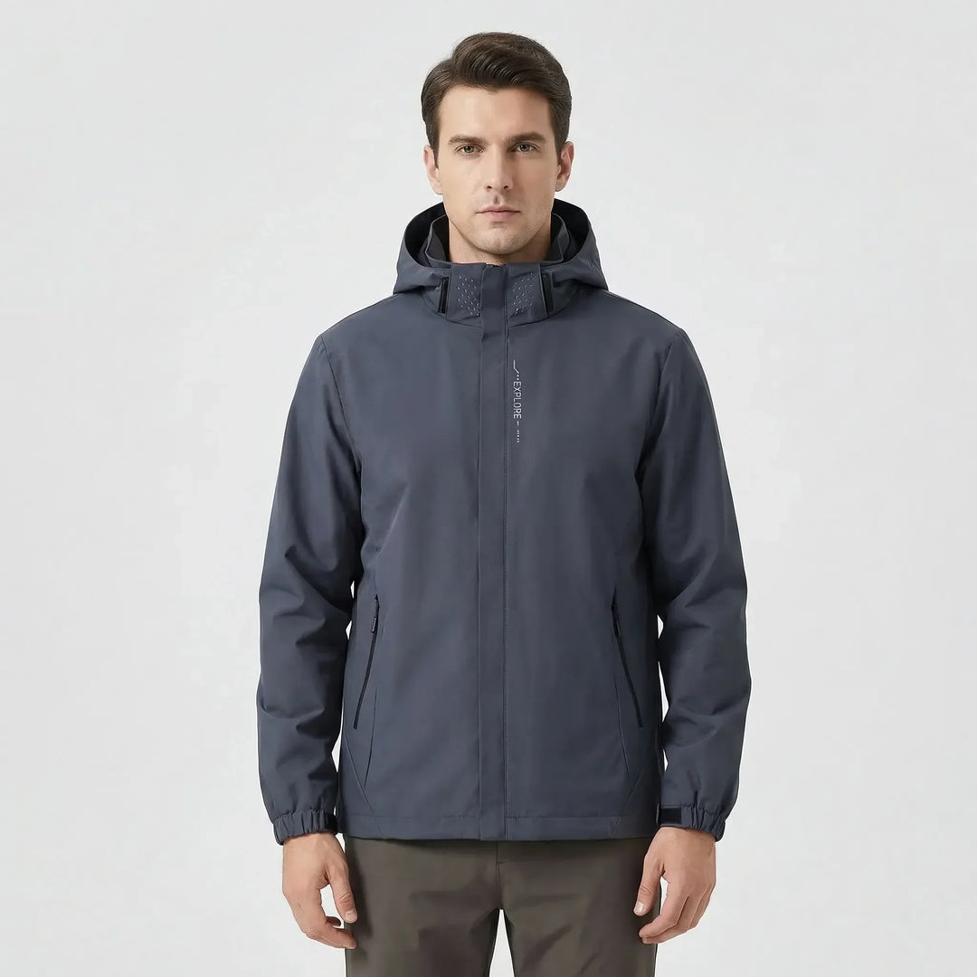 Lightweight unisex hooded rain jacket for hiking & camping. Windbreaker & weather-resistant for adventures.