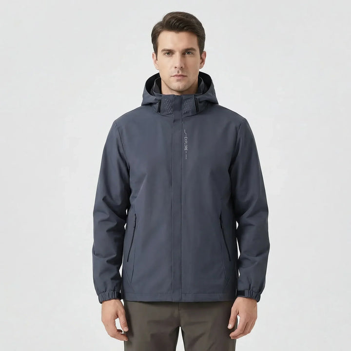 Lightweight unisex hooded rain jacket for hiking & camping. Windbreaker & weather-resistant for adventures.