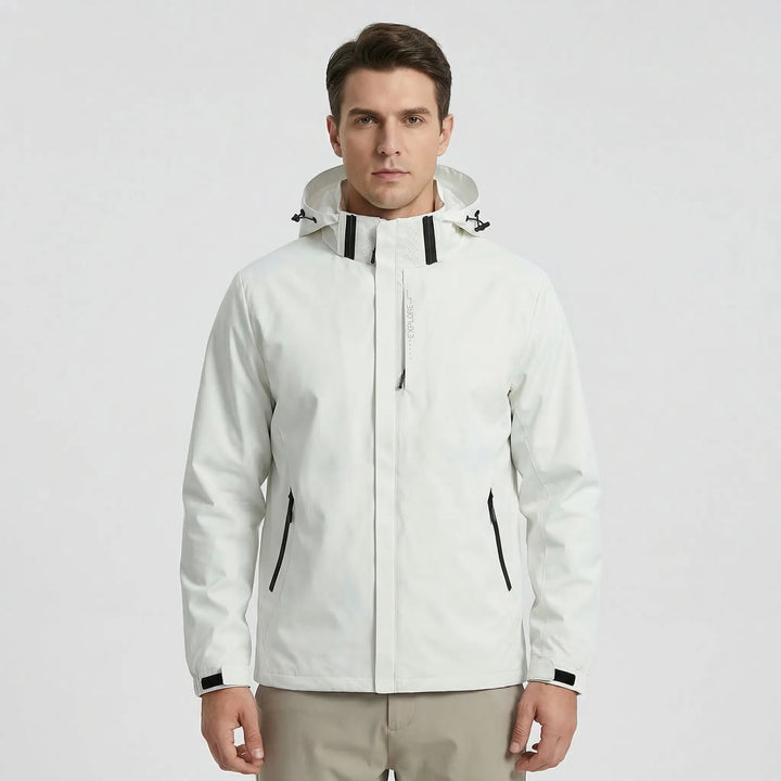 Casual unisex hooded lightweight rain jacket. Versatile activewear & windbreaker for everyday & outdoor use.
