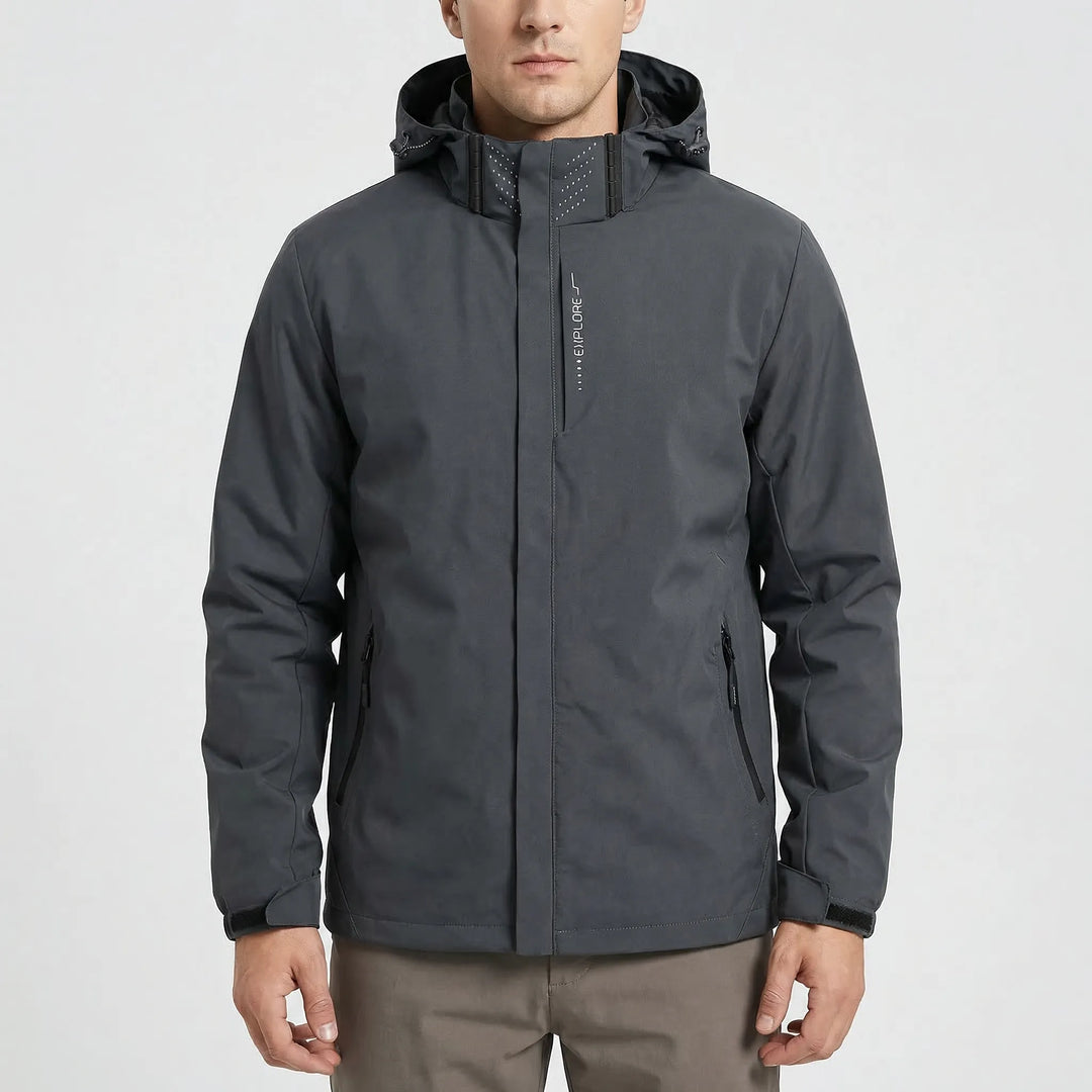 Durable unisex lightweight hooded rain jacket. Essential activewear & windbreaker for hiking, camping & sports.