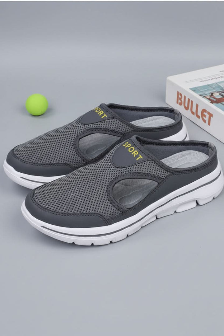 Close-up of comfortable, lightweight orthopedic slippers with durable, non-slip sole.