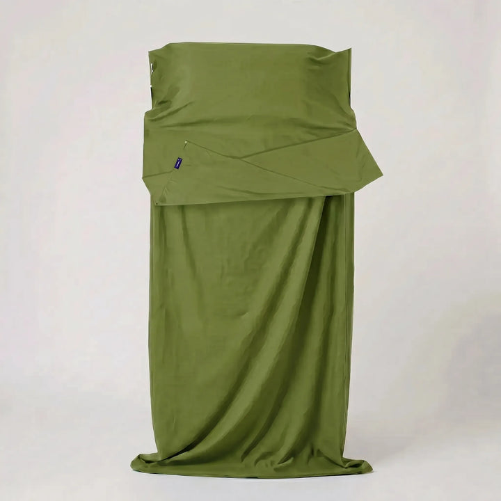Sleep clean with this lightweight travel sleeping bag liner. Ideal for hostels, camping, and enhancing sleep hygiene.