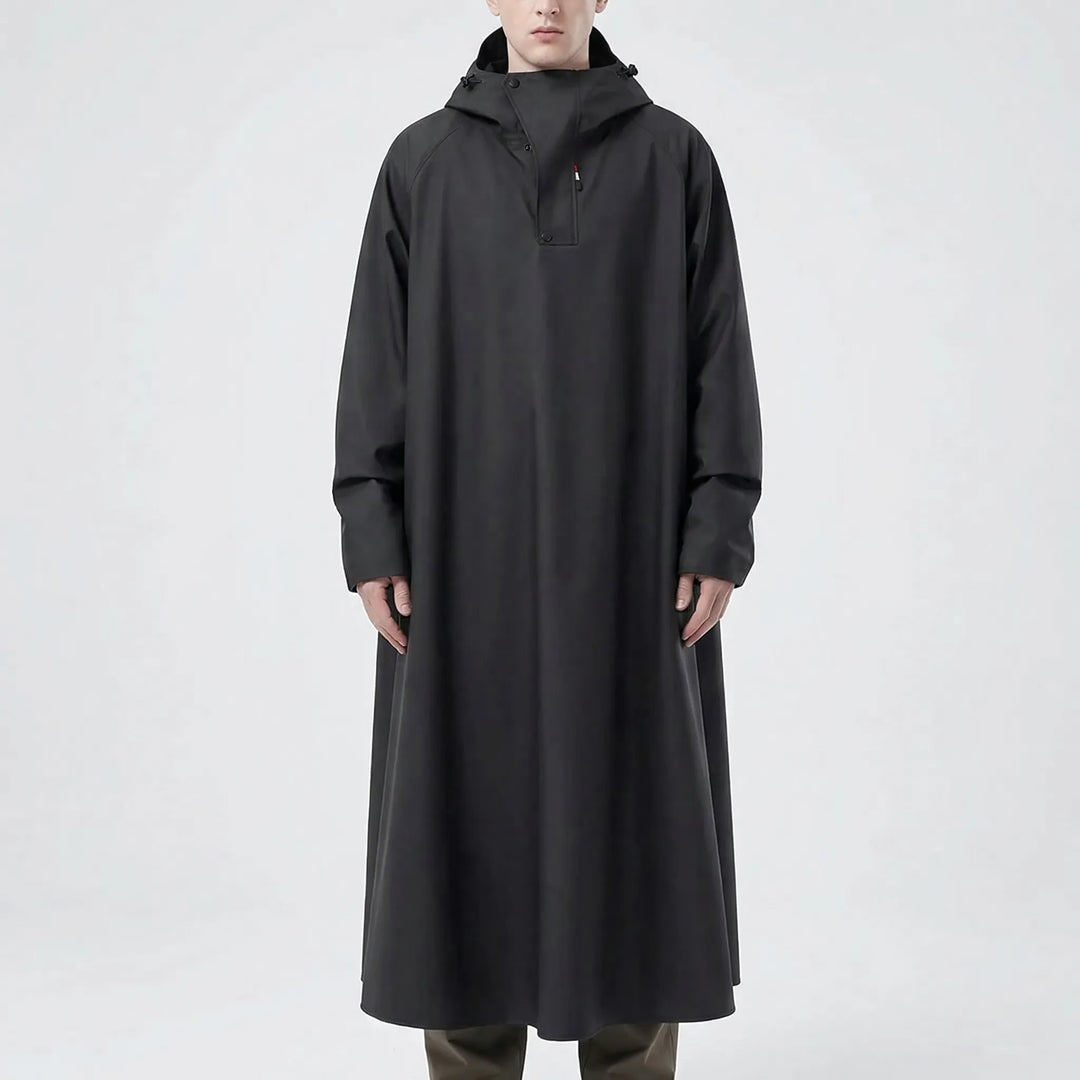 All-weather unisex long riding rain jacket. Hooded waterproof coat, perfect for commuting & outdoor gear.