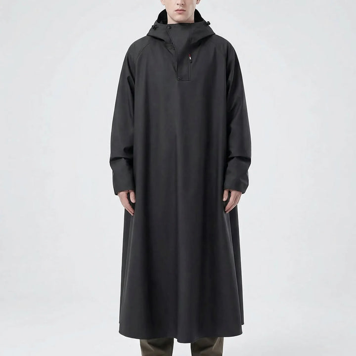 All-weather unisex long riding rain jacket. Hooded waterproof coat, perfect for commuting & outdoor gear.