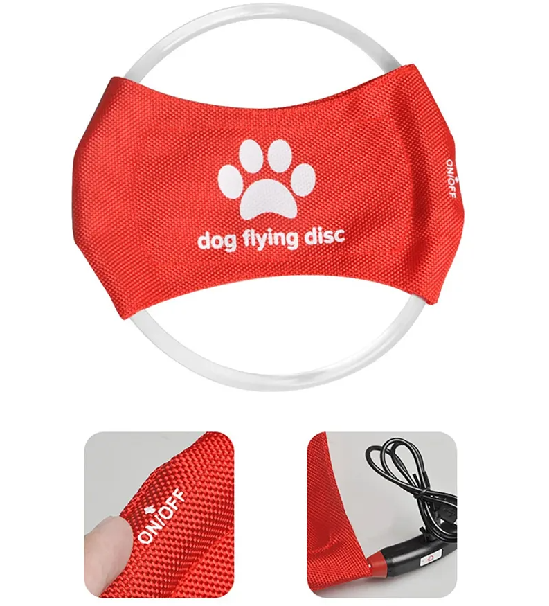 LED dog frisbee, luminous disc for outdoor night pet fun and training